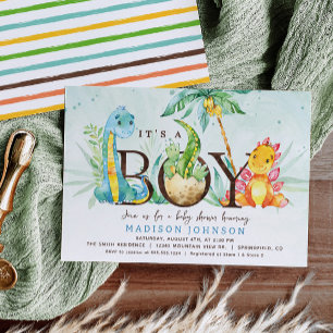 Invitation Baby shower de garçon Dinosaur