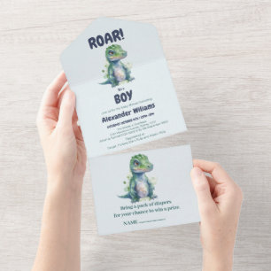 Invitation Baby shower de garçon Dinosaur