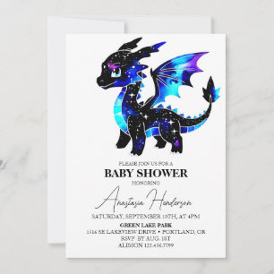 Invitation Baby shower de garçon Dragon Magique Simple