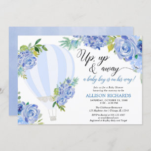 Invitation baby shower de garçon en montgolfière