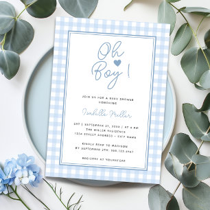 Invitation Baby shower de garçon En vichy bleu