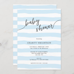 Invitation Baby shower de garçon Faded Blue Stripes