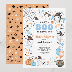 Invitation Baby shower de garçon fantôme d'Halloween bleu ora
