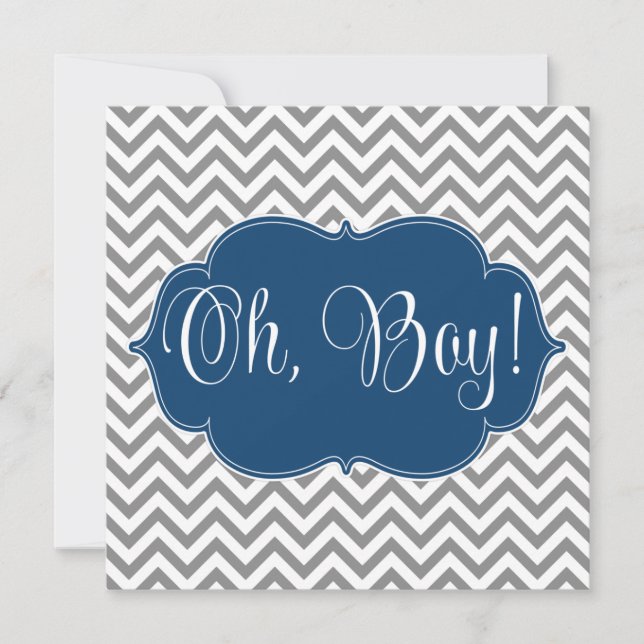Invitation Baby shower de Garçon gris bleu de la marine moder (Devant)