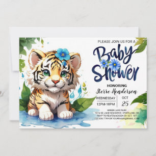 Invitation Baby shower de garçon Jungle Tiger Cub