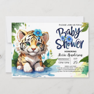 Invitation Baby shower de garçon Jungle Tiger Cub