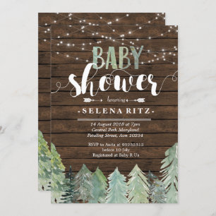 Invitation Baby shower de garçon Lumberjack Pine Trees Invita