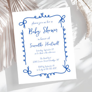 Invitation Baby shower de garçon manuscrit bleu bu