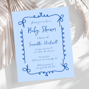 Invitation Baby shower de garçon manuscrit bleu bu