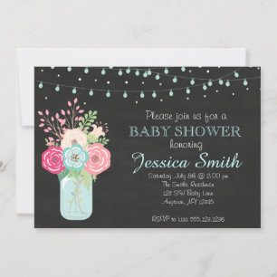 Invitation Baby shower de garçon - Mason Jar/Lumières