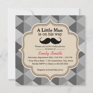 Invitation Baby shower de garçon Mustache de Triangle moderne