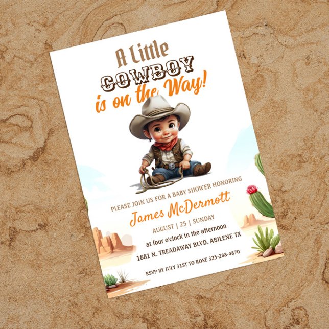 Invitation Baby shower de garçon Occidental Cowboy (Créateur téléchargé)