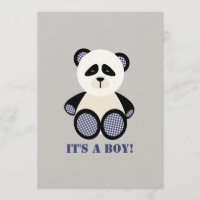 Baby shower de garçon : Panda bleu de guingan