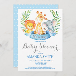 Invitation Baby shower de garçon pour Safari Jungl