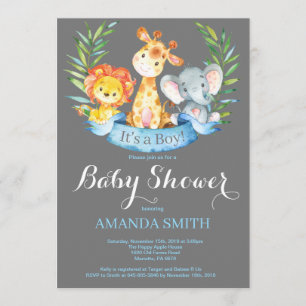 Invitation Baby shower de garçon pour Safari Jungl