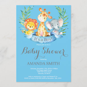 Invitation Baby shower de garçon pour Safari Jungl