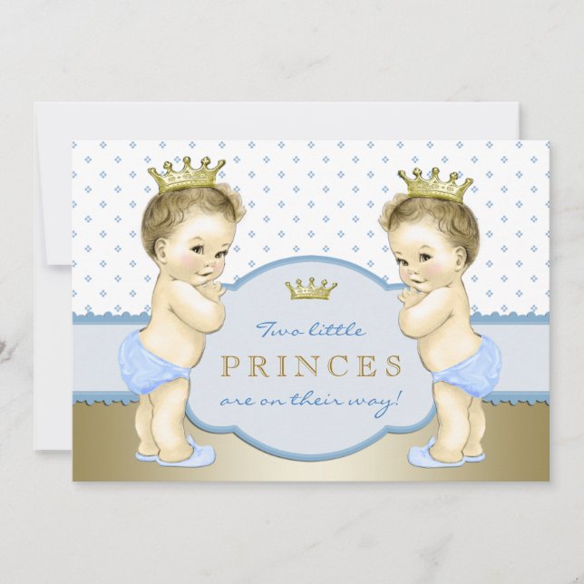 Invitation Baby shower de garçon Prince Twin (Devant)
