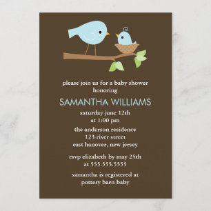 Invitation Baby shower de garçons d'oiseaux de maman et de