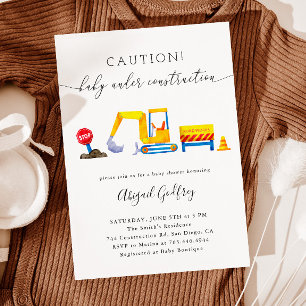 Invitation Baby shower de garçons en construction