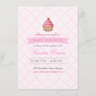 Invitation Baby shower de gâteau rose