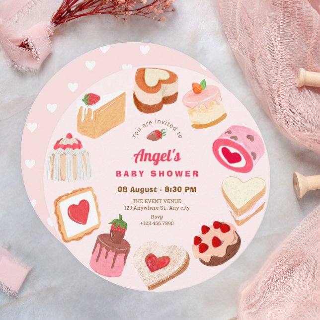 Invitation Baby shower de gâteaux sucrés mignons (Créateur téléchargé)