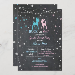 Invitation Baby shower de genre Révéler le bleu rose Buck ou 