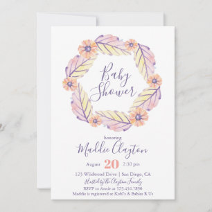 Invitation Baby shower de germe d'aquarelle