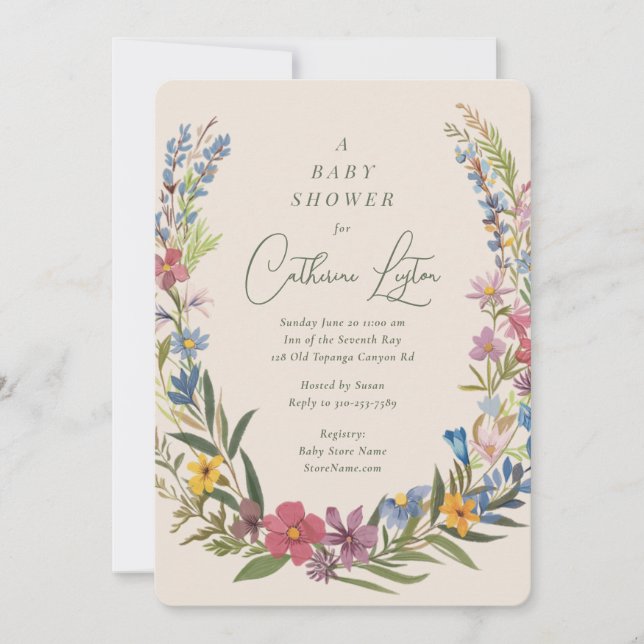Invitation Baby shower de germes floraux de printemps (Devant)