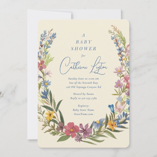 Invitation Baby shower de germes floraux de printemps (Devant)