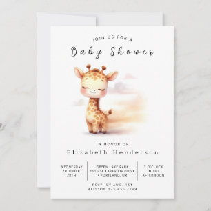 Invitation Baby shower de girafe à gros caractères
