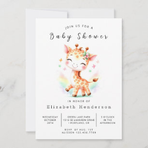 Invitation Baby shower de girafe à imprimer de Bohême