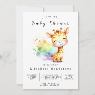 Invitation Baby shower de girafe à imprimer Safari