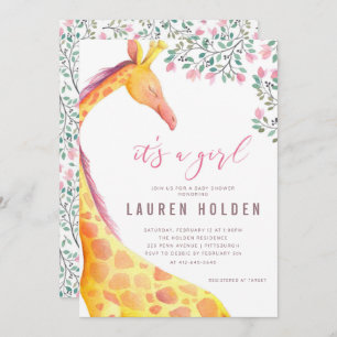 Invitation Baby shower de girafe Aquarelle