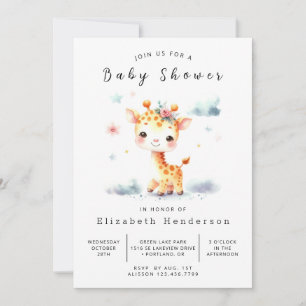 Invitation Baby shower de girafe chic et modifiable