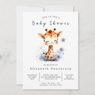 Invitation Baby shower de girafe chic et modifiable