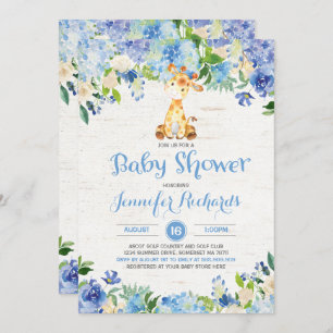 Invitation Baby shower de girafe Douche rustique p