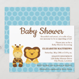 Invitation Baby shower de girafe et de lions
