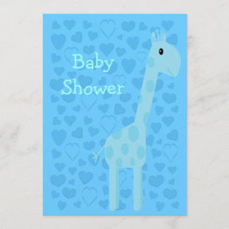 Invitation Baby shower de girafe et garçon assez bleus de