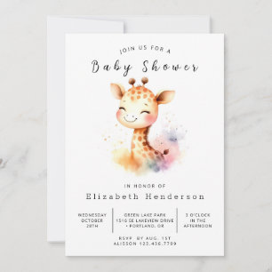 Invitation Baby shower de girafe imprimable enchanté