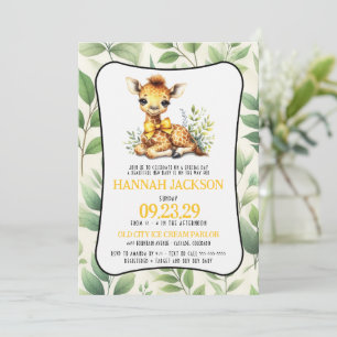 Invitation Baby shower de girafe jaune