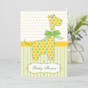 Invitation Baby shower de girafe jaune et verte