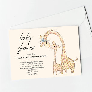 Invitation Baby shower de girafe jaune neutre pour les hommes