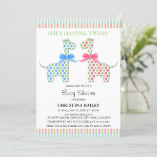 Invitation Baby shower de girafe jumeau garçon et fille