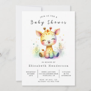 Invitation Baby shower de girafe modifiable rustique