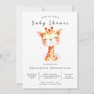 Invitation Baby shower de girafe modifiable Whimsical