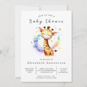 Invitation Baby shower de girafe neutre pour hommes