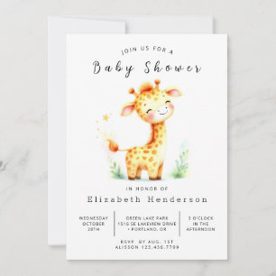 Invitation Baby shower de girafe numérique aquarelle