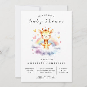 Invitation Baby shower de girafe numérique neutre pour les fe