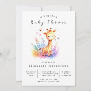 Invitation Baby shower de girafe numérique rustique