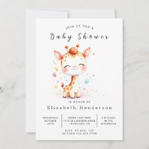 Invitation Baby shower de girafe numérique rustique